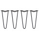 4 x 12&quot; Hairpin Legs - 2 Prong - 10mm - Black