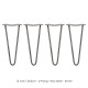 4 x 12&quot; Hairpin Legs - 2 Prong - 10mm - Raw Steel