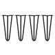 4 x 12&quot; Hairpin Legs - 3 Prong - 12mm - Black