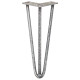 4 x 12&quot; Hairpin Legs - 3 Prong - 12mm - Raw Steel