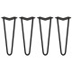 4 x 14&quot; Hairpin Legs - 2 Prong - 12mm - Black