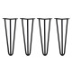 4 x 14&quot; Hairpin Legs - 3 Prong - 12mm - Black