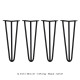 4 x 14&quot; Hairpin Legs - 3 Prong - 12mm - Black