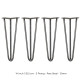 4 x 14&quot; Hairpin Legs - 3 Prong - 12mm - Raw Steel