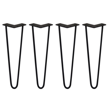 4 x 16" Hairpin Legs - 2 Prong - 10mm - Black