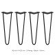 4 x 16&quot; Hairpin Legs - 2 Prong - 10mm - Black