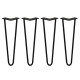 4 x 16&quot; Hairpin Legs - 2 Prong - 12mm - Black