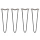 4 x 16&quot; Hairpin Legs - 2 Prong - 12mm - Raw Steel