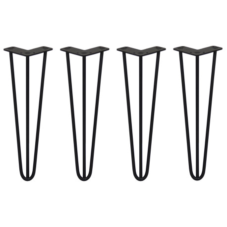 4 x 16" Hairpin Legs - 3 Prong - 10mm - Black