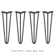 4 x 16&quot; Hairpin Legs - 3 Prong - 10mm - Black