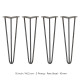 4 x 16&quot; Hairpin Legs - 3 Prong - 10mm - Raw Steel