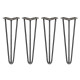 4 x 16&quot; Hairpin Legs - 3 Prong - 12mm - Raw Steel