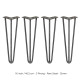 4 x 16&quot; Hairpin Legs - 3 Prong - 12mm - Raw Steel