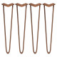 4 x 28&quot; Hairpin Legs - 2 Prong - 12mm - Antique Copper