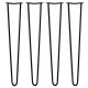 4 x 28&quot; Hairpin Legs - 2 Prong - 12mm - Black