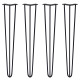 4 x 28&quot; Hairpin Legs - 3 Prong - 10mm - Black