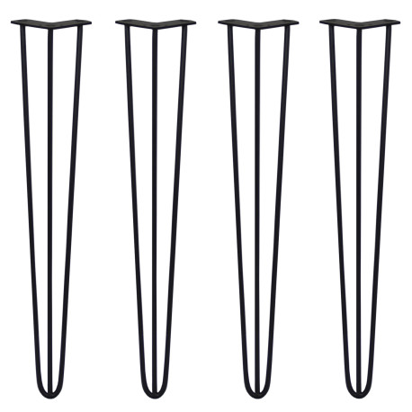 4 x 28" Hairpin Legs - 3 Prong - 10mm - Black