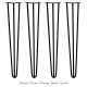 4 x 28&quot; Hairpin Legs - 3 Prong - 12mm - Black