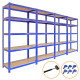 4 x 90cm Blue Storage Racks with 4200kg Capacity, Free Bay Connectors and Mallet