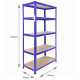 5 x 90cm Blue Storage Racks with 4200kg Capacity, Free Bay Connectors and Mallet