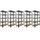 5 x T-RAX Black Metal Racking Units 75cm x 150cm x 30cm