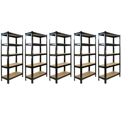 5 x T-RAX Black Metal Racking Units 75cm x 150cm x 30cm