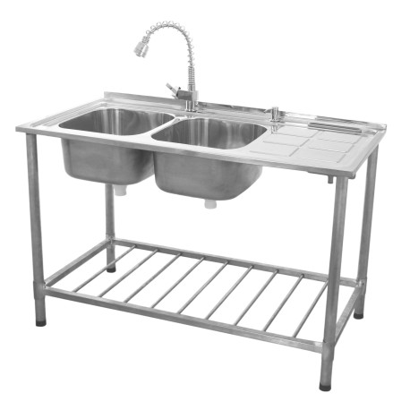 KuKoo Commercial Catering Sink Double Bowl / Right Hand Drainer