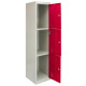 Metal Storage Lockers - Three Doors, Flatpacked, Red