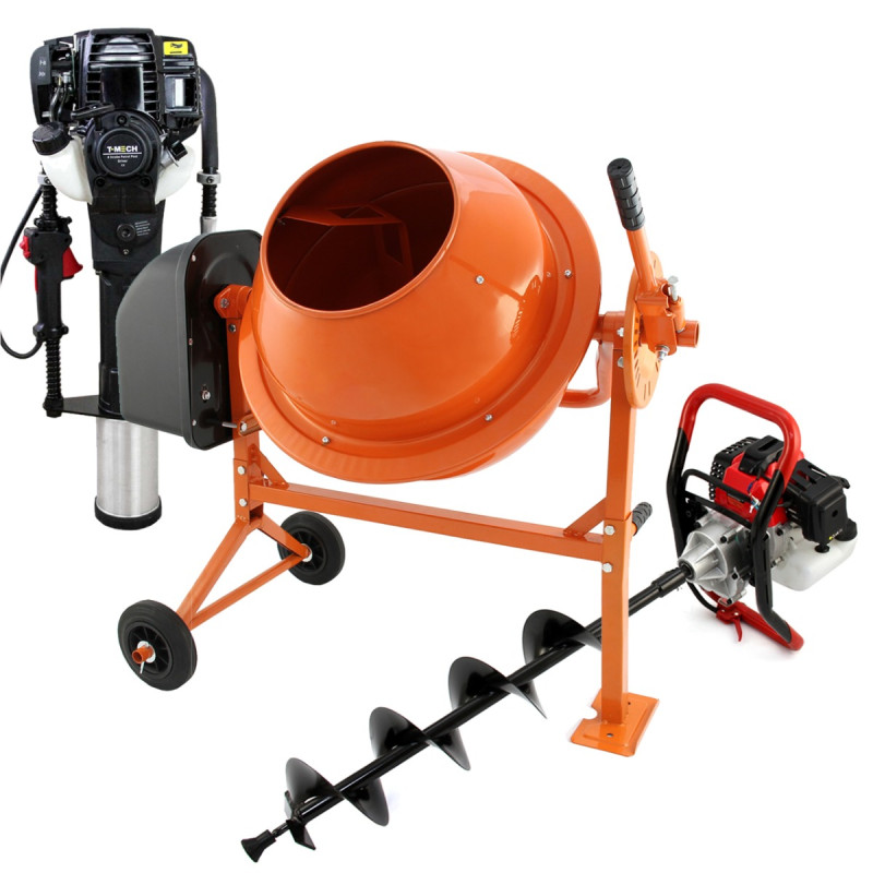 Uilas TMech Earth Auger, Cement Mixer and 120mm 4 Stroke Post Driver 26336 Home & Garden