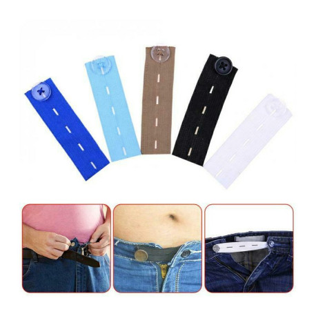 Adjustable Elastic Waist Extenders with Button Waistband Expander Set for Jeans Pant Shorts Trousers - Sky Blue