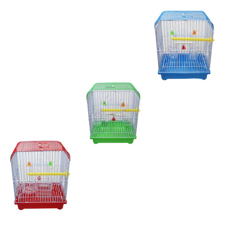 Small Bird Cages 22cm x 27cm for Canaries, Budgies, Finches, Metal, Accessories - Random Colour