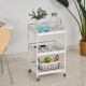 3-Tier Home Trolley Kitchen Storage Cart w/ Steel Bars 4 Universal Wheels Rolling Unit Organiser Living Room White