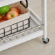 3-Tier Home Trolley Kitchen Storage Cart w/ Steel Bars 4 Universal Wheels Rolling Unit Organiser Living Room White