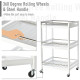 3-Tier Home Trolley Kitchen Storage Cart w/ Steel Bars 4 Universal Wheels Rolling Unit Organiser Living Room White