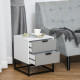 Bedside Cabinet with 2 Drawer Storage Unit, Unique Shape Bedroom Table Nightstand with Metal Base, for Living Room, Study Room, 