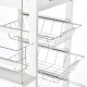 Rolling Kitchen Cart, Utility Storage Cart with 4 Basket Drawers &amp; Side Racks, Wheels for Dining Room, White