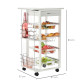 Rolling Kitchen Cart, Utility Storage Cart with 4 Basket Drawers &amp; Side Racks, Wheels for Dining Room, White