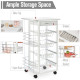 Rolling Kitchen Cart, Utility Storage Cart with 4 Basket Drawers &amp; Side Racks, Wheels for Dining Room, White