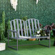 Outsunny Steel Patio Garden Bench Loveseats for Outdoors Park Yard Slatted Design Grey