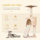 PawHut Corner Cat Tree for Indoor Cats, Kitten Tower with Scratching Post House Ladder Toy - Beige