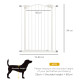 PawHut Pressure Fit Dog Stair Gate No Drilling Safety Gate Auto Close for Doorways, Hallways, 74-80cm Adjustable, 94cm Tall, Whi