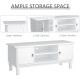 TV Stand for TV up to 55&quot;, 2 Doors TV Cabinet with Open Storage Shelves and Cable Management, TV Table Unit for Living Room Bedr