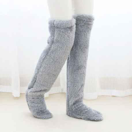 Soft Fluffy Sock Slipper Plush Cozy Socks Fuzzy Winter Socks for Women - Grey