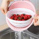 Rotary Strainer Food Colander with Plastic Bowl for Kitchen - Pink