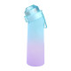 650ML Water Bottle with 1 Fruit Fragrance Bottle Flavored Taste Pods - Blue Lid