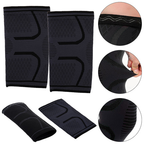 1 Pair Self-Heating Anti-slip Knee Support Pad Arthritis Brace Protective Belt Black - Size S