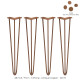 4 x 28&quot; Hairpin Legs - 3 Prong - 12mm - Antique Copper