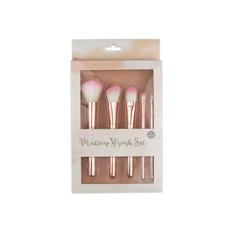 Pink Chrome Makeup Brush Set (5pcs)