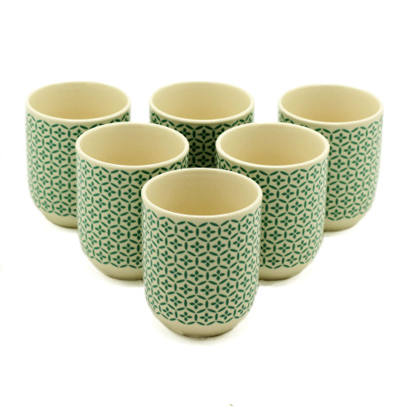 6x Herbal Tea Cups - Green Mosiac