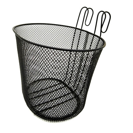 Bicycle Wire Mesh Basket Front Detachable Basket with Hooks - Black